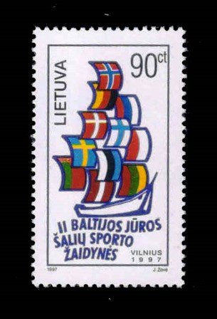 LITHUANIA 1997 - Flags, 2nd Baltic Sea Games, 1 Value Stamp, MNH, S.G. 648