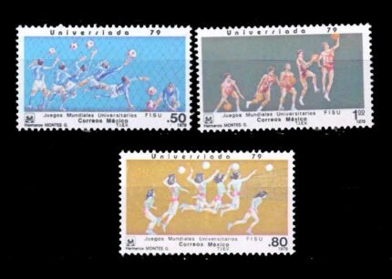 MEXICO 1979 - 10th World University Games, Mexico City, Football, Volleyball, Basketball, Set of 3 Stamps, MNH