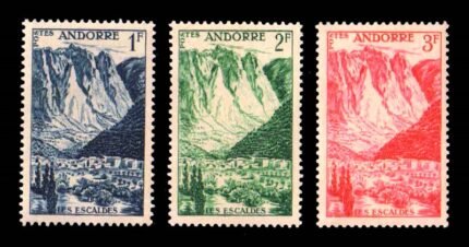 ANDORRA (FRENCH) 1955 - Les Escaldes, Set of 3 Stamps, MNH, S.G. F144-F146