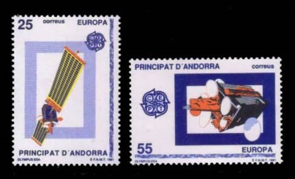 ANDORRA (SPAINISH) 1991 - EUROPA, Europe in Space, Satellite, Telecommunication, Set of 2 Stamps, MNH, S.G. 222-223, Cat. £ 6