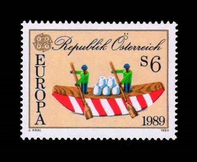 AUSTRIA 1989 - EUROPA, Children Toys, Wooden Salt Barge From Viechtau, 1 Value Stamp, MNH, S.G. 2196