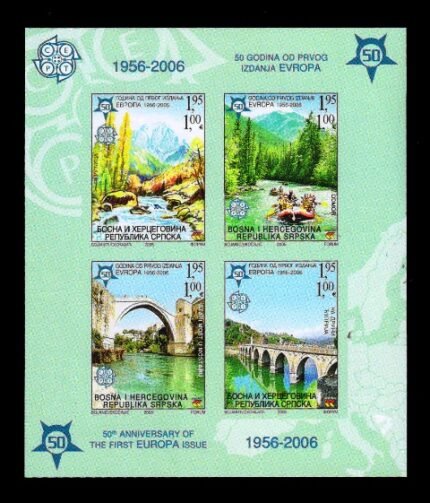 BOSNIA AND HERZEGOVINA (Republika Srpska) 2005 - 50th Anniversary of EUROPA Stamps, Imperf Imperforate Miniature Sheet, MNH, S.G. 5342-5345, Cat. £ 22