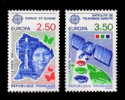 FRANCE 1991 - EUROPA, Europe in Space, Set of 2 Stamps, MNH, S.G. 3029-3030, Cat. £ 7.25