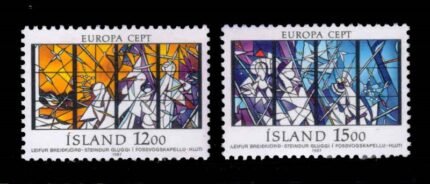 ICELAND 1987 - EUROPA, Stained Glass Windows, Set of 2 Stamps, MNH, S.G. 694-695, Cat. £ 6.50