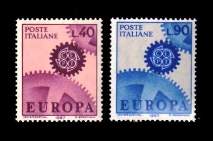 ITALY 1967 - EUROPA, Cogwheels, Set of 2 Stamps, MNH, S.G. 1175-1176