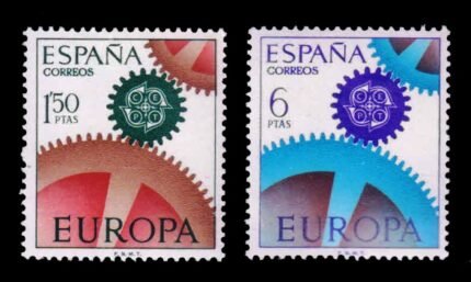 SPAIN 1967 - EUROPA, Cogwheel, Set of 2 Stamps, MNH, S.G. 1853-1854
