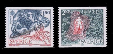 SWEDEN 1981 - EUROPA, Set of 2 Stamps, MNH, S.G. 1068-1069, Cat. £ 5.75