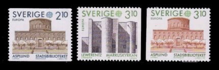 SWEDEN 1987 - EUROPA, Architecture, Marcus Church, Set of 3 Stamps, MNH, S.G. 1348-1350, Cat. £ 9
