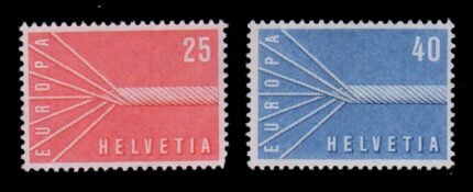 SWITZERLAND 1957 - EUROPA, Symbol of Unity, Set of 2 Stamps, MNH, S.G. 585-586, Cat. £ 6
