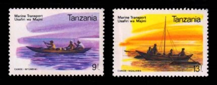 TANZANIA 1990 - Marine Transport, Sailing Canoe, Set of 2 Stamps, MNH, S.G. 799-800