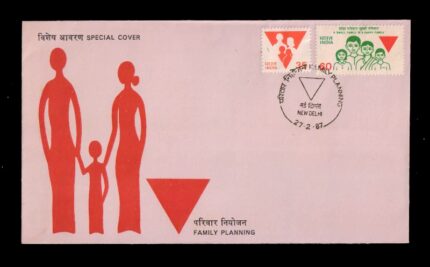 INDIA 27-2-1987, Family Planning, Special Definitive, Set of 2 Stamps 35P. and 60P., on First Day Cover
