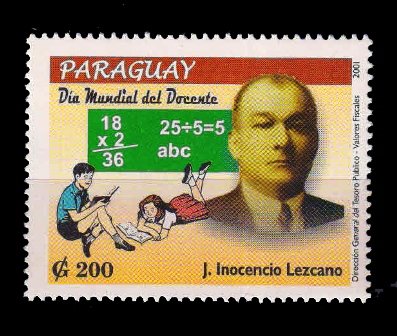 PARAGUAY 2001 - Teachers Day, Inocencio Lezcano, 1 Value Stamp, MNH, S.G. 1635