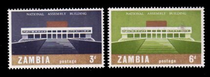 ZAMBIA 1967 - National Assembly Building, Set of 2 Stamps, MNH, S.G. 120-121