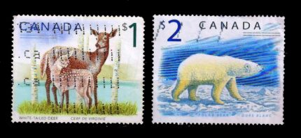 CANADA 1997 - White Tailed Deer and Polar Bear, Set of 2 Stamps, Used, S.G. 1757, 1759, Cat. £ 3.25