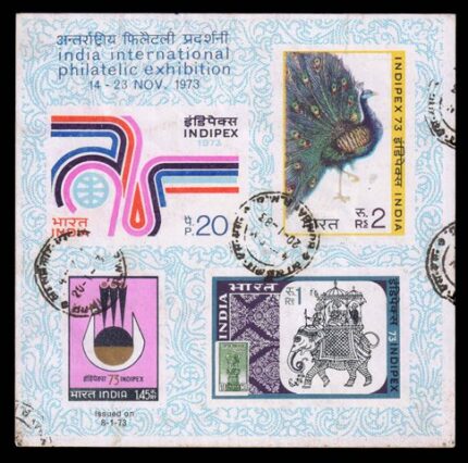INDIA 1973 - India International Philatelic Exhibition, INDIPEX-73, Used Miniature Sheet