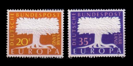 SAAR 1957 - EUROPA Tree, Set of 2 Stamps, MNH, S.G. 399-400, Cat. £ 2.60