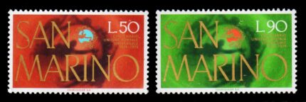 SANMARINO 1974 - Centenary of Universal Postal Union, UPU Emblem, Set of 2 Stamps, MNH, S.G. 1010-1011