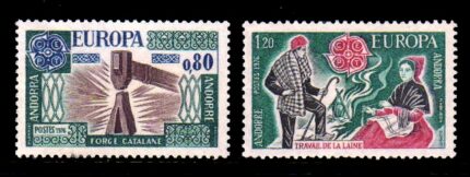 ANDORRA 1976 - EUROPA, Andorran Folk Weaving, Catalan Forge, Set of 2 Stamps, MNH, S.G. F272-F273, Cat. £ 20