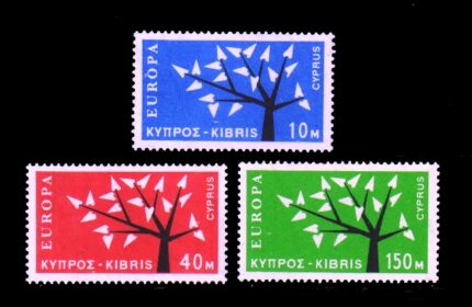 CYPRUS 1963 - EUROPA, Tree, Set of 3 Stamps, MNH, S.G. 224-226, Cat. £ 16