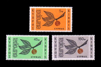 CYPRUS 1965 - EUROPA, Sprig, Set of 3 Stamps, MNH, S.G. 267-269, Cat. £ 10