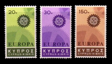 CYPRUS 1967 - EUROPA, Cogwheels, Set of 3 Stamps, MNH, S.G. 302-304