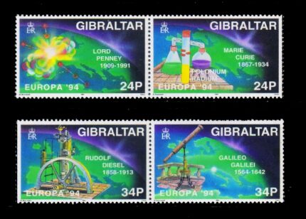 GIBRALTAR 1994 - EUROPA, Scientific Discoveries, Set of 4 Stamps (2 Pairs), MNH, S.G. 717-720