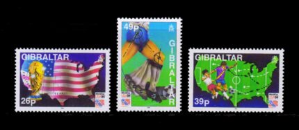GIBRALTAR 1994 - World Cup Football Championship, USA, Set of 3 Stamps, MNH, S.G. 721-723