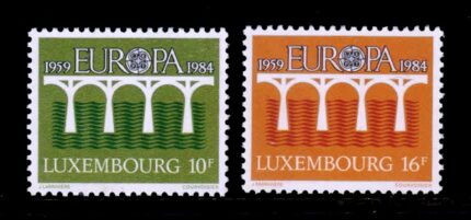 LUXEMBOURG 1984 - EUROPA Bridge, European Post and Telecommunication, Set of 2 Stamps, MNH, S.G. 1131-1132, Cat. £ 20