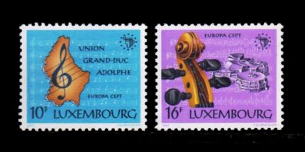 LUXEMBOURG 1985 - EUROPA, Music Year, Violin Map and National Anthem, Set of 2 Stamps, MNH, S.G. 1158-1159, Cat. £ 21