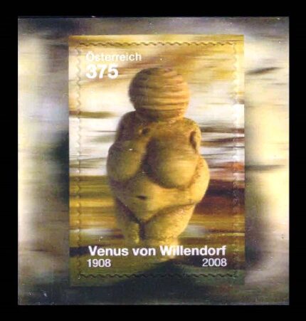 AUSTRIA 2008 - Statue, Discovery of Willendorf Venus, 3D Stamp, S.G. 2938, Cat. £ 16.00