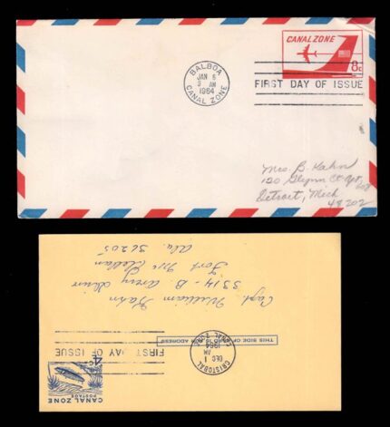 CANAL ZONE 1964 - Post Card and Envelope with First Day Cancellation