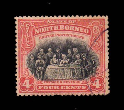 NORTH BORNEO 1909 - Sultan of Sulu, his staff and W.C. Cowie, 1 Value Used, 100 Year old Stamps, S.G. 280