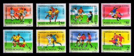 ROMANIA 1990 - World Cup Football Championship, Italy, Set of 8 Stamps, MNH, Cat. £ 7