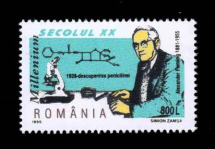 ROMANIA 1999 - Alexander Fleming, Backeriologist Scientist, 1 Value Stamp, MNH, S.G. 6056