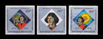 RWANDA 1973 - Copernicus and Astrolabe, Set of 3 Stamps, MNH, S.G. 580-582