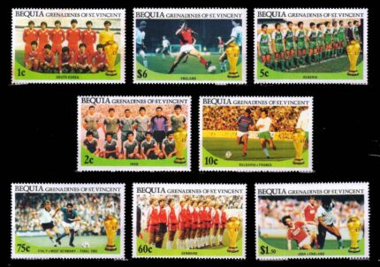 BEQUIA GRENADINES OF ST. VINCENT 1986 - Football, Set of 8 Stamps, MNH