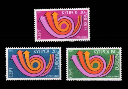 CYPRUS 1973 - EUROPA, Posthorn, Set of 3 Stamps, MNH, S.G. 403-405