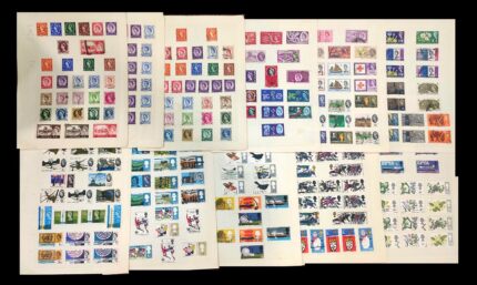 GREAT BRITAIN (ENGLAND) Used Stamp Collection (1955-1993) - 1250 Stamps with Variety, Arranges on Graph Sheets Set wise and Year Wise, Commemorative and Definitive Stamps, 60 Sheets
