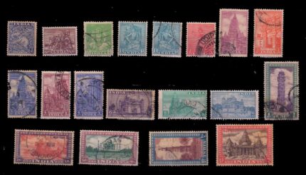 INDIA 1949 - Archaeological Series, Set of 19 Stamps, Used