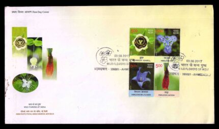 INDIA 3-9-2013, Wild Flowers of India, Block of 4 Stamps on First Day Cover