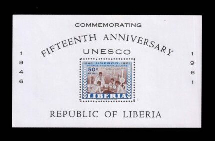 LIBERIA 1961 - 15th Anniversary of UNESCO, Liberia Membership in the Security Council, Science Class, Souvenir Sheet, MNH, Scott no. C133, S.G. MS 847