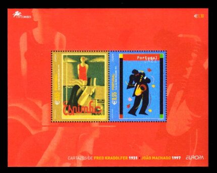 PORTUGAL 2003 - EUROPA, Poster Art, Painting, Jazz Festival, Miniature Sheet of 2 Stamps, MNH, S.G. MS 3005, Cat. £ 4