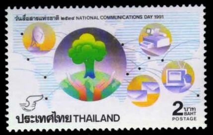 THAILAND 1991 – National Communications Day, World Map, Environment, 1 Value Stamp, MNH, S.G. 1520
