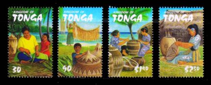 TONGA 2002 - Women Weaving Baskets, Pandanus Leaves, Set of 4 Stamps, MNH, Cat. £ 5.75