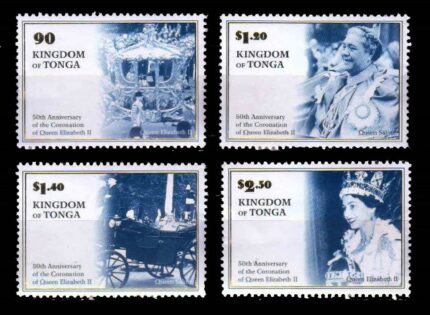 TONGA 2003 - 50th Anniversary of Coronation, Queen Elizabeth, Royal Family, Set of 4 Stamps, MNH, S.G. 1576-1579, Cat. £ 6
