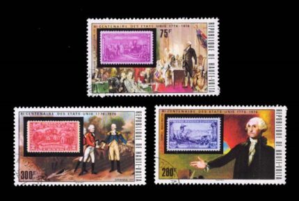 UPPER VOLTA 1976 - Bicentenary of American Revolution, George Washington and Stamp on Stamp, Set of 3 Stamps, Cancelled