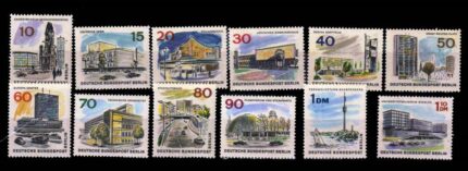 WEST BERLIN, Germany 1965 - New Berlin, Opera House, Church, University, Tower, Buildings, Set of 12 Stamps, MNH, S.G. B265-B276
