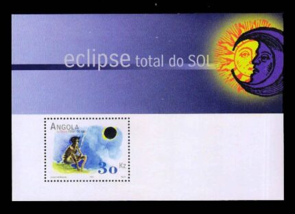 ANGOLA 2001 - Total Eclipse of the Sun, Man Wearing Dark Glasses, Miniature Sheet, MNH, S.G. MS 1619, Cat. £ 7.50