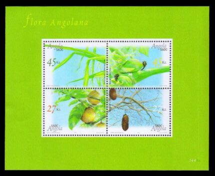 ANGOLA 2004 - Plant, Southern African Development Community, Miniature Sheet of 4 Stamps, MNH, S.G. MS 1698, Cat. £ 8