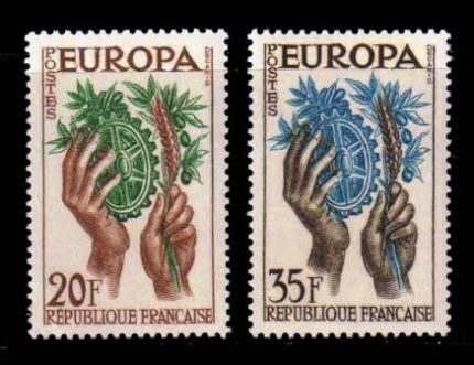 FRANCE 1957 - EUROPA, Agriculture and Industry, Set of 2 Stamps, MNH, S.G. 1347-1348, Cat. £ 3